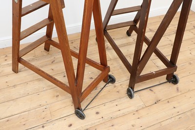 Lot 244 - Two sets of pine library steps by Slingsby