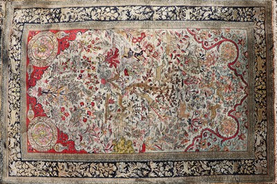 Lot 392 - A Qum silk hunting rug