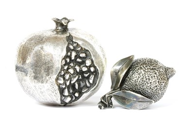 Lot 1349 - Two silver models of fruit