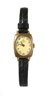 Lot 1320 - A ladies' gold Jaeger-LeCoultre 'Club' mechanical strap watch