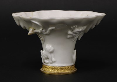Lot 213 - A Chinese blanc de Chine libation cup