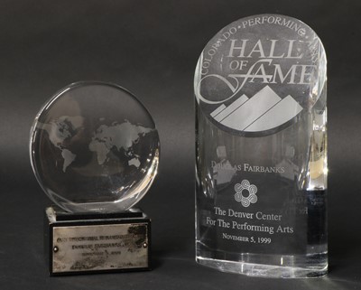 Lot 111 - An 'Hall of Fame' glass trophy, November 5, 1999 to Douglas Fairbanks Jr