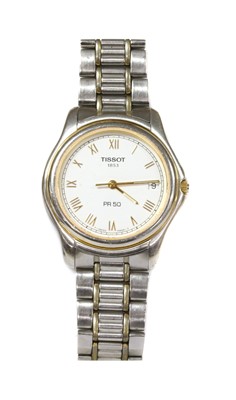 Lot 1311 - A gentlemen's stainless steel Tissot 'PR 50' quartz bracelet watch