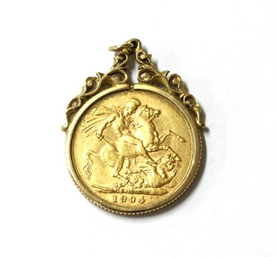 Lot 1330 - An Edward VII sovereign pendant