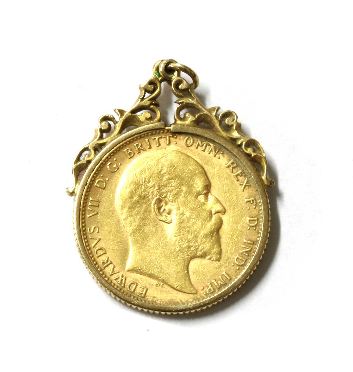 Lot 1330 - An Edward VII sovereign pendant,