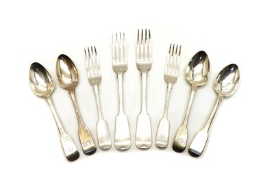 Lot 23 - A collection of silver Fiddle pattern flatware