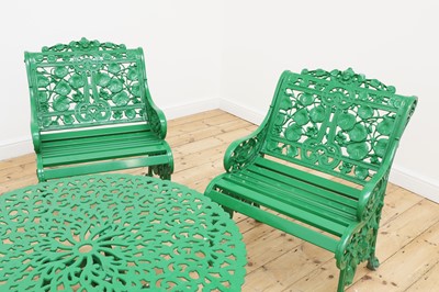 Lot 108 - A set of four painted aluminium garden chairs in the manner of Coalbrookdale