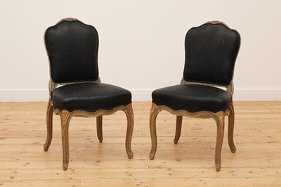 Lot 480 - A pair of painted and parcel-gilt side chairs