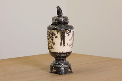 Lot 172 - A Japanese Shibayama ivory and silver vase and cover