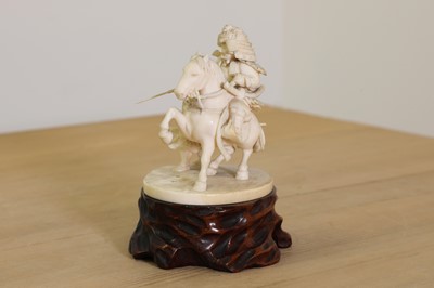 Lot 159 - A Japanese carved ivory samurai warrior group