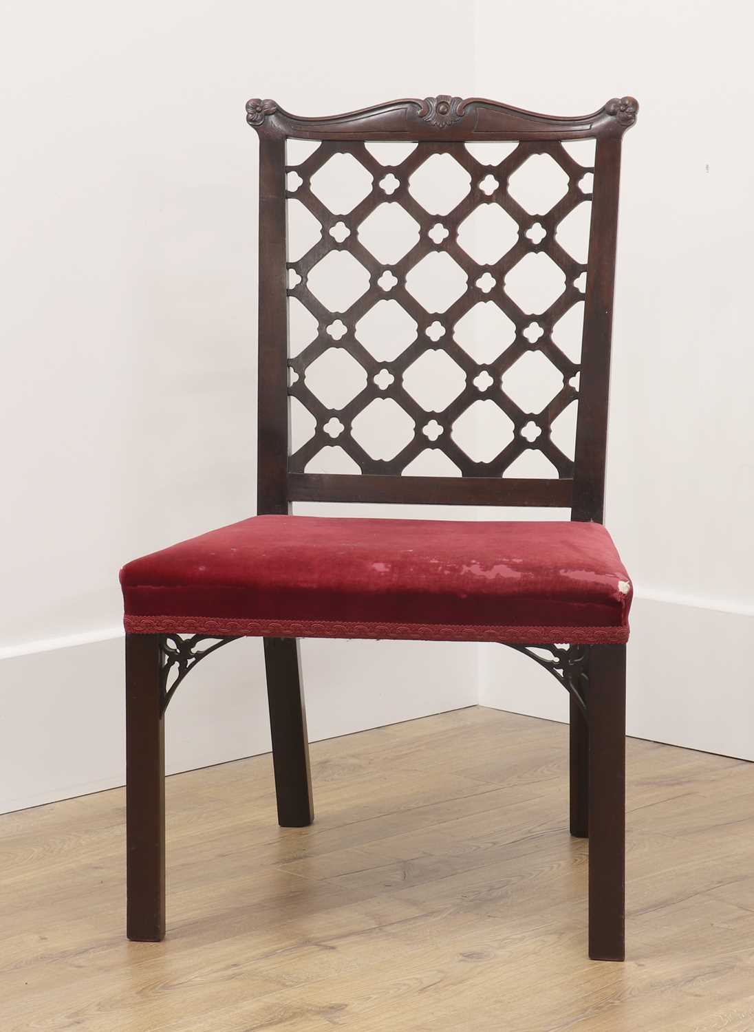 Lot 223 - A Chippendale Revival mahogany lattice-back side chair