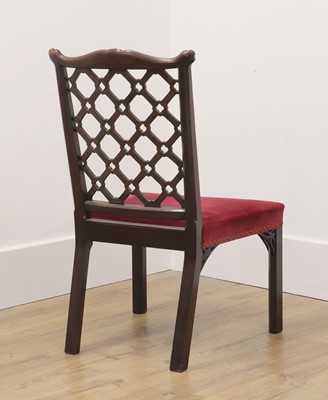 Lot 223 - A Chippendale Revival mahogany lattice-back side chair