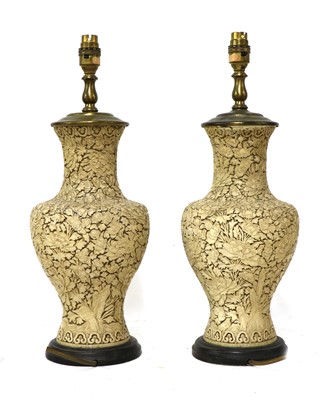 Lot 208 - A pair of cinnabar lacquer table lamps