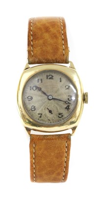 Lot 1312 - A 9ct gold Bravingtons mechanical strap watch