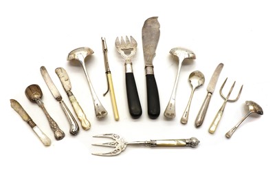 Lot 39 - A collection of silver and silver plated flatware