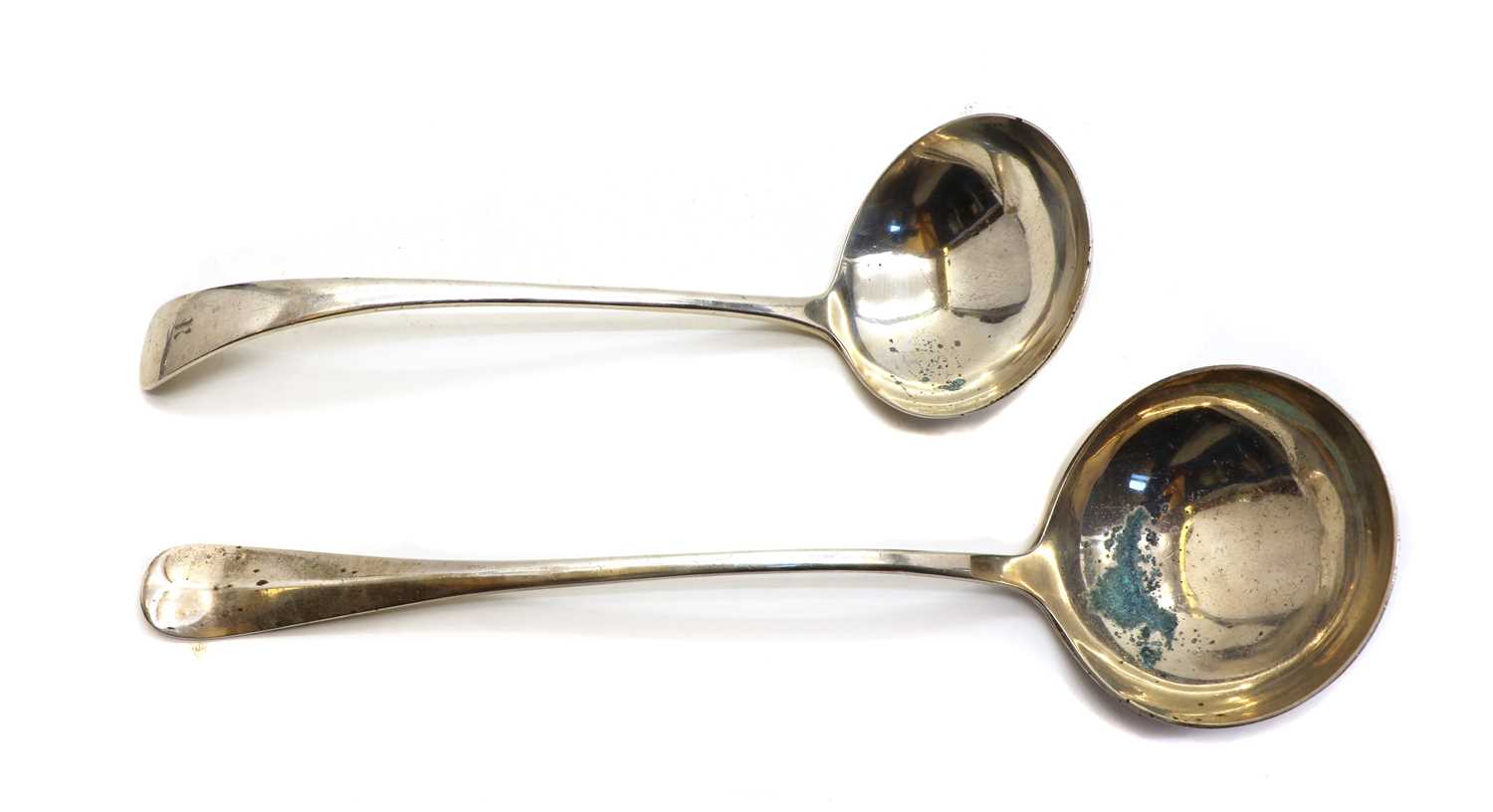 Lot 25 - A silver soup ladle