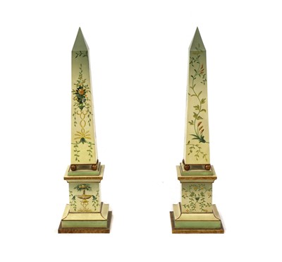 Lot 113 - A pair of toleware obelisks