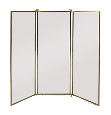 Lot 570 - A Brot brass triptych mirror