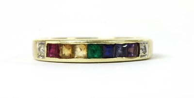 Lot 1196 - A 14ct rainbow gemstone ring