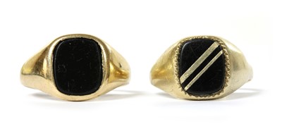 Lot 1289 - Two 9ct gold onyx signet rings