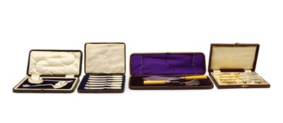 Lot 56 - A cased four piece set of Continental silver servers