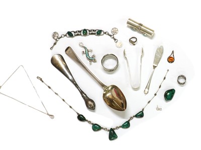 Lot 1433 - A quantity of silver jewellery and flatware