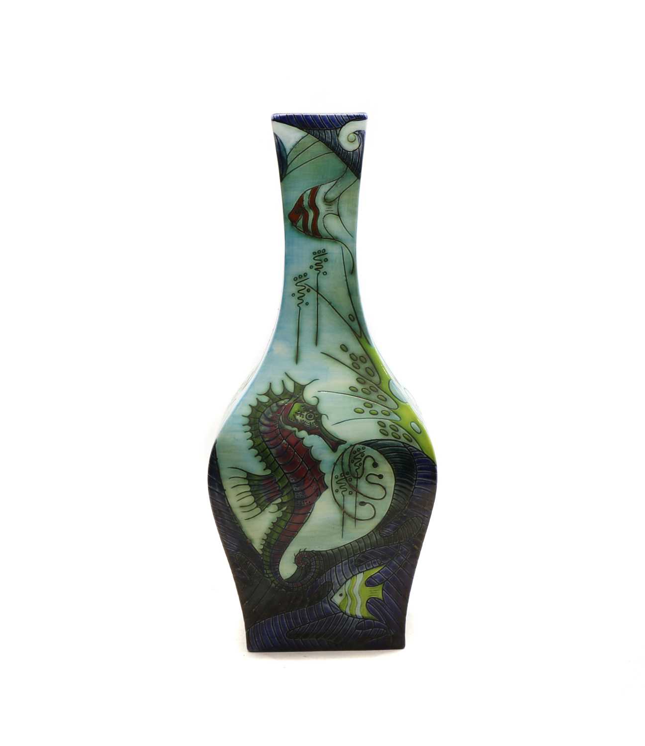 Lot 243 - A modern black Ryden squared pottery vase