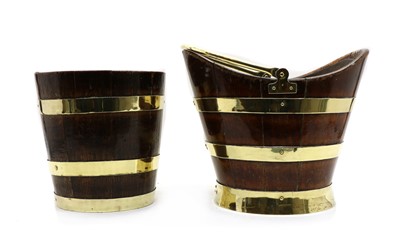 Lot 223 - Two brass bound coopered buckets
