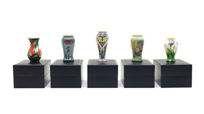Lot 233 - Five small modern Moorcroft enamel vases