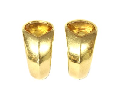 Lot 1179 - A pair of gold citrine 'J' hoop earrings, by Marina B