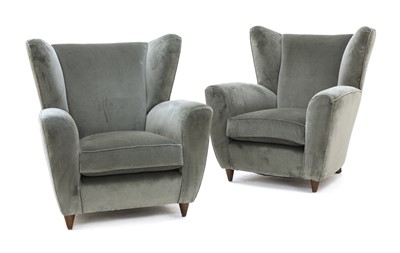 Lot 417 - A pair of wingback armchairs