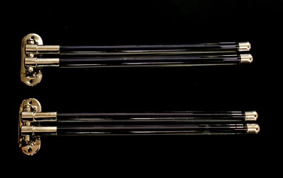 Lot 537 - A pair of Art Deco-style glass and chromed metal towel rails
