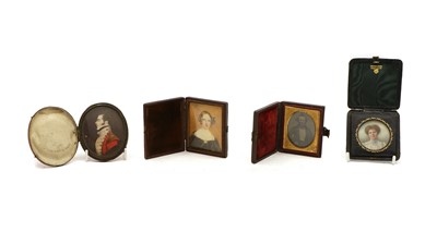 Lot 232 - Three portrait miniatures on card