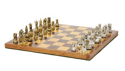 Lot 1347 - A 20th century silver chess set