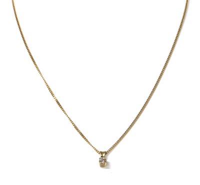 Lot 1091 - A 9ct gold single stone diamond pendant