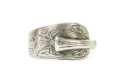 Lot 1286 - A Victorian sterling silver ring modelled as a coiled hurling stick