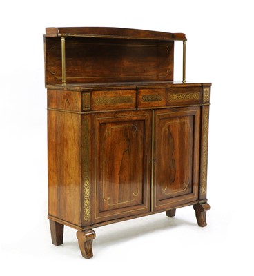 Lot 530 - A Regency rosewood and brass inlaid chiffonier