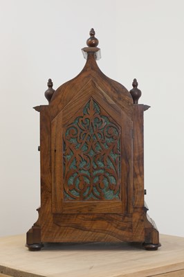 Lot 790 - A Victorian Gothic walnut table clock