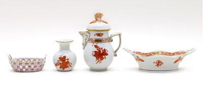 Lot 303 - A Herend cream jug with iron red foliage decoration