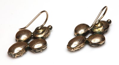 Lot 11 - A pair of Georgian flat cut, foiled garnet, quatrefoil earrings