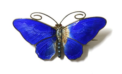 Lot 97 - A Norwegian silver enamel butterfly brooch, by Marius Hammer