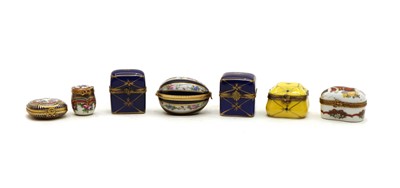 Lot 238 - A set of seven enamelled Limoges pillboxes