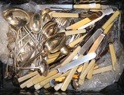 Lot 57 - A collection of Old English pattern silver cutlery by Fenton, Russell & Co Ltd