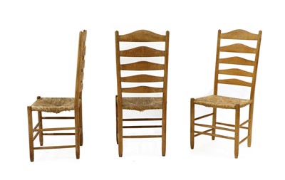 Lot 227 - A set of six Neville Neal ladderback oak chairs
