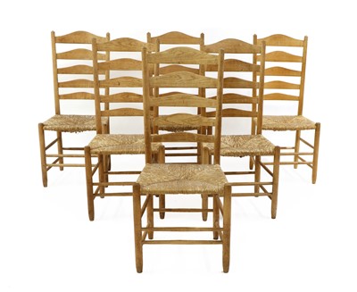 Lot 227 - A set of six Neville Neal ladderback oak chairs