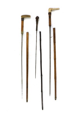 Lot 376 - Five various 19th century walking sticks