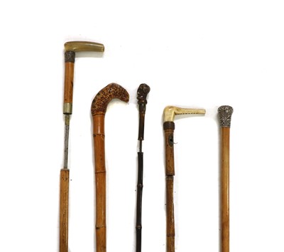 Lot 376 - Five various 19th century walking sticks