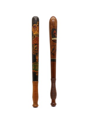 Lot 256 - Two 19th century painted truncheons