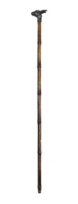 Lot 110 - A silver 'spitting' donkey's head automaton walking stick