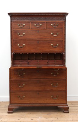 Lot 603 - A George III and later secretaire chest on chest